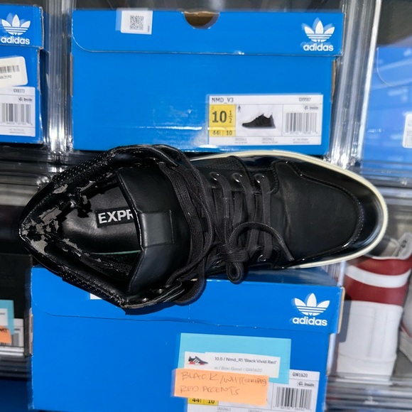 Express Men’s Black Sneakers Mid’s Size 10 Preowned in Excellent Condition - Picture 4 of 10